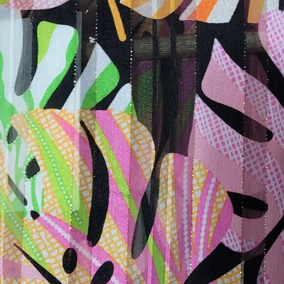 Women's Long Sleeve Button Up Leaf Print Shimmer Blouse Multicolor - Picture 8 of 8